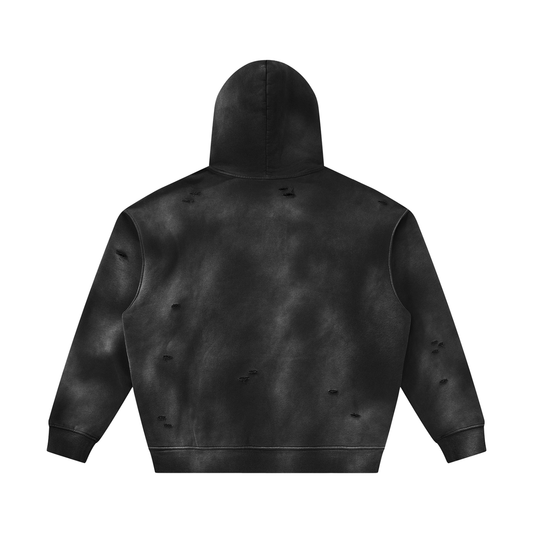 "DAGGER" SUNFADE FRAYED FLEECE HOODIE